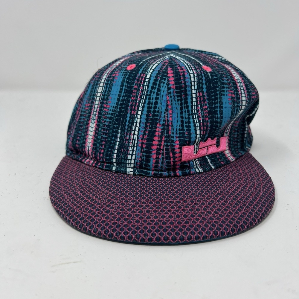 Nike True Lebron James Hat Pink Blue King Crown Log Chromosomes Snapback Swoosh